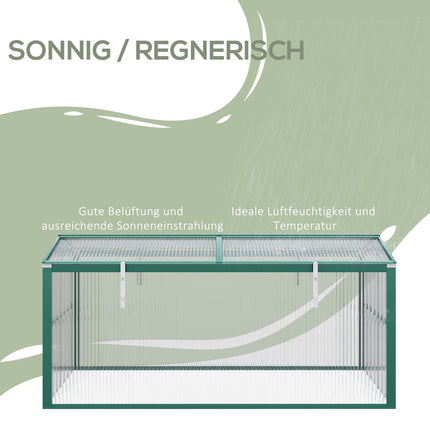 Aluminum cold frame Mini greenhouse, adjustable roof, UV protected