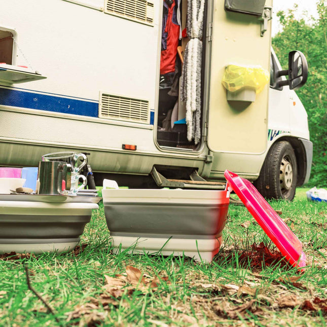 Opvouwbare campingwastafel met afvoer, inhoud 9 liter