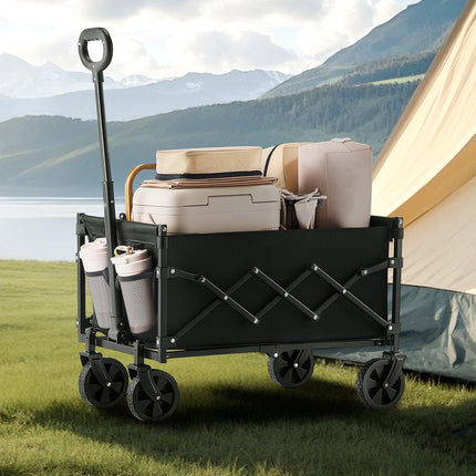 Collapsible Folding Wagon Cart, 120L, 225 lb, Black