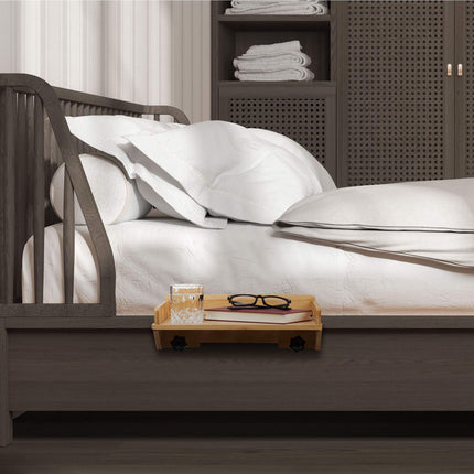 Collapsible bed shelf made of bamboo