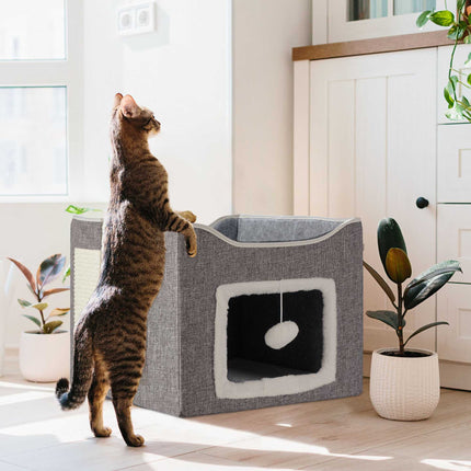 Collapsible cat pit in grey