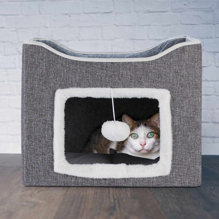 Collapsible cat pit in grey