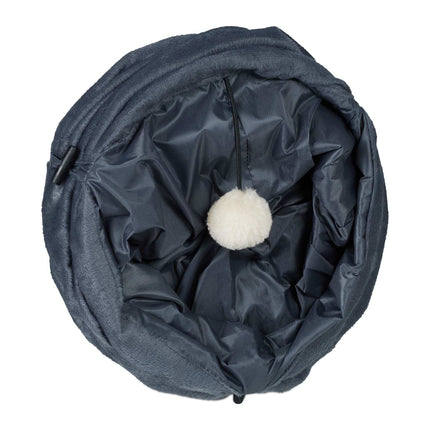Collapsible cat tunnel with plush