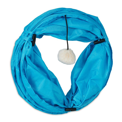 Collapsible cat tunnel with toys