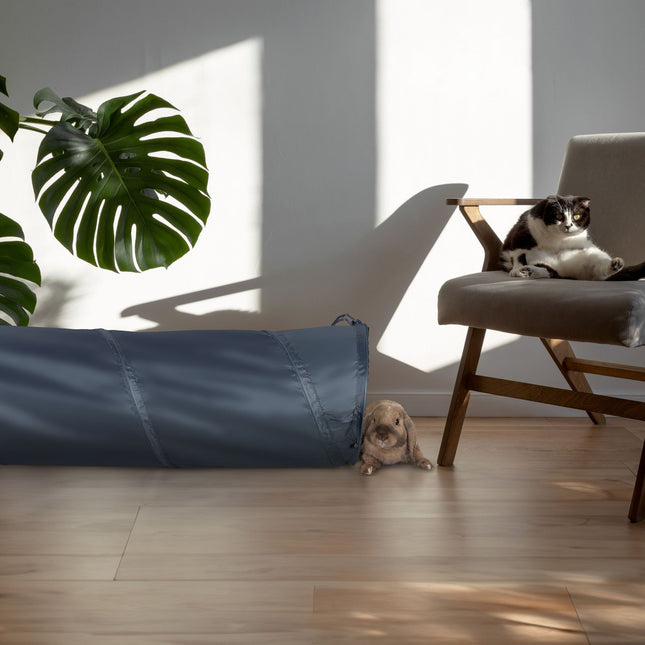 Collapsible cat tunnel with toys