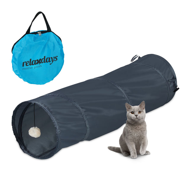 Collapsible cat tunnel with toys