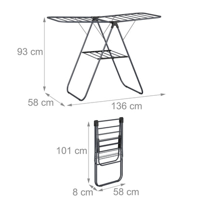 Collapsible clothes horse with wings