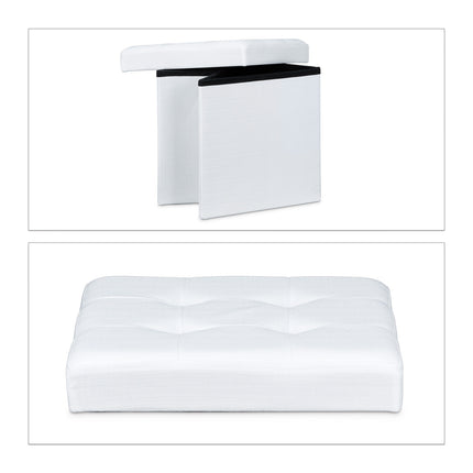 Collapsible stool with linen fabric storage
