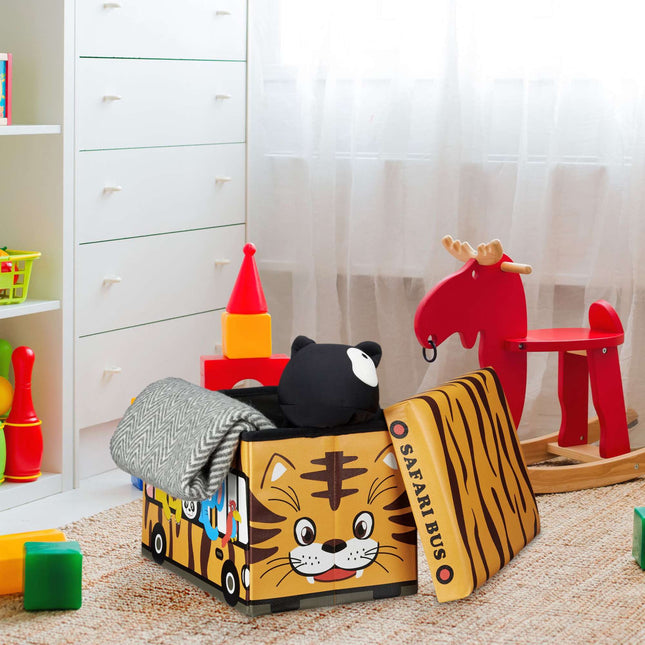 Collapsible toy box with storage space
