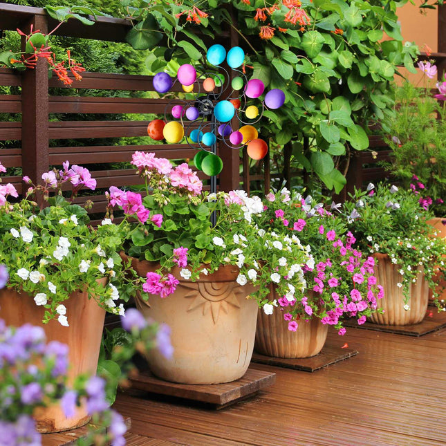 Colorful Garden Wind Spinner with Sturdy Iron Spike