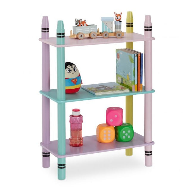 Colorful children's shelf with 3 shelves