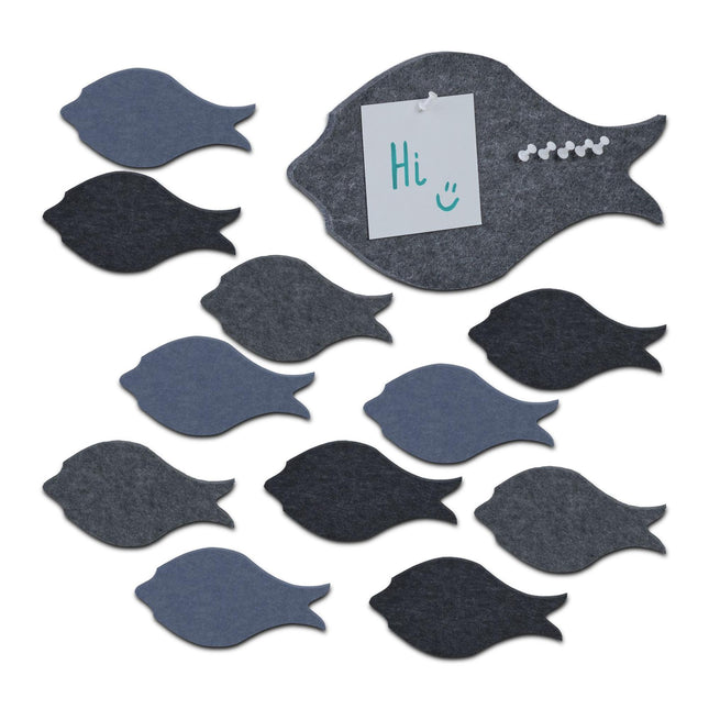 Colorful pin board made of felt - fish - 12 pcs