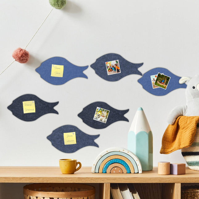 Colorful pin board made of felt - fish - 6 pcs