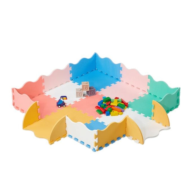 Colorful puzzle mat with border