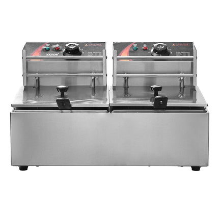 Commercial Electric Deep Fryer 24L, Dual Basket, 5000W