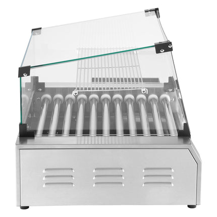 Commercial Hot Dog Roller, 11-Roller, Dual Temp Control