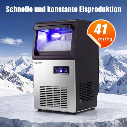 Commercial Ice Cube Machine, 41kg/Day, Black & Silver
