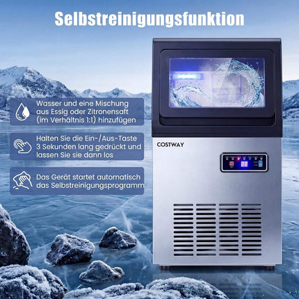 Commercial Ice Cube Machine, 41kg/Day, Black & Silver