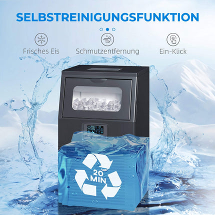 Commercial Ice Maker, 30kg/Day, 4kg Storage, Self-Cleaning