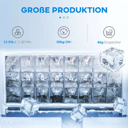 Commercial Ice Maker, 30kg/Day, 4kg Storage, Self-Cleaning