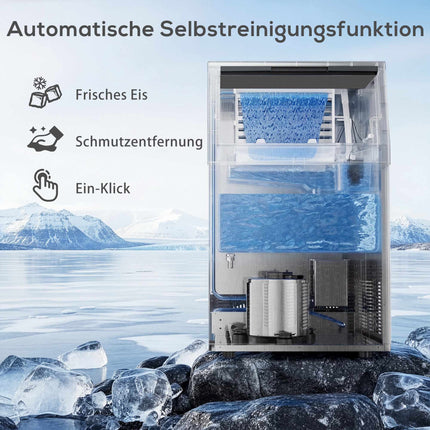 Commercial Ice Maker, 45kg/Day, Stainless Steel, LCD Panel