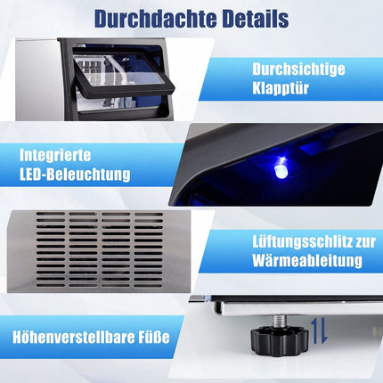 Commercial Ice Maker, 50kg/Day, 11kg Storage Capacity
