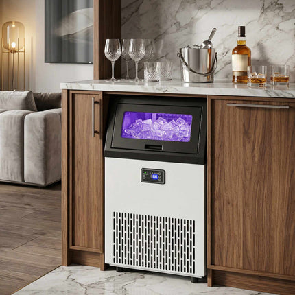 Commercial Ice Maker, 55kg/24h, Stainless Steel, 13kg Storage