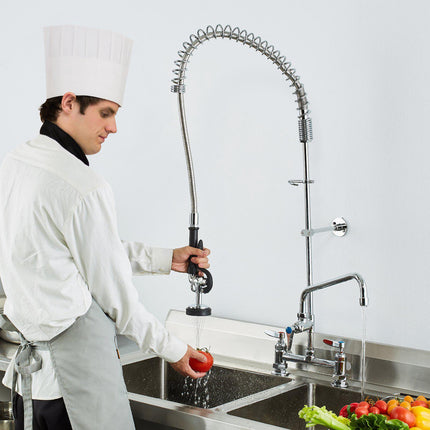 Commercial Pre-Rinse Faucet with Sprayer, 44-Inch, 8-Inch Centers