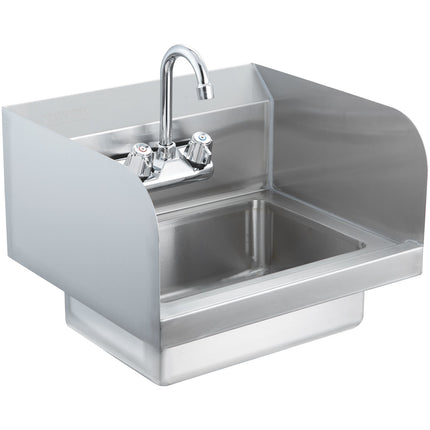 Commercial Stainless Steel Hand Sink With Faucet – 17-Inch, Backsplash