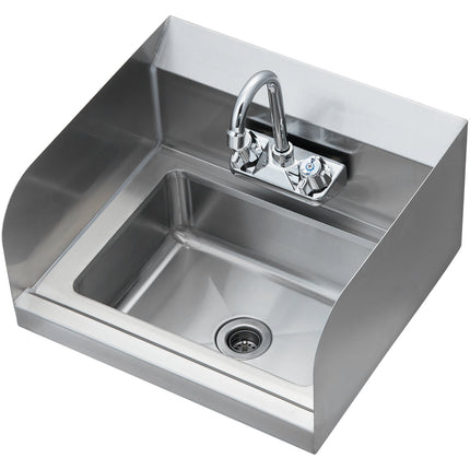 Commercial Stainless Steel Hand Sink With Faucet – 17-Inch, Backsplash