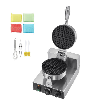 Commercial Waffle Maker – 1230W Round, Temp Timer Control