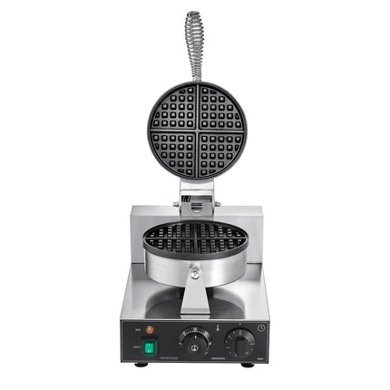 Commercial Waffle Maker – 1230W Round, Temp Timer Control