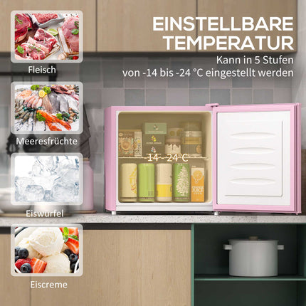 Compact 35L Freezer with Reversible Door, Pink