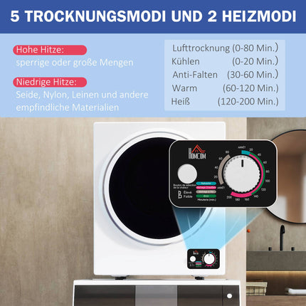 Compact Clothes Dryer, 360 Turbo Drum, 4kg Capacity