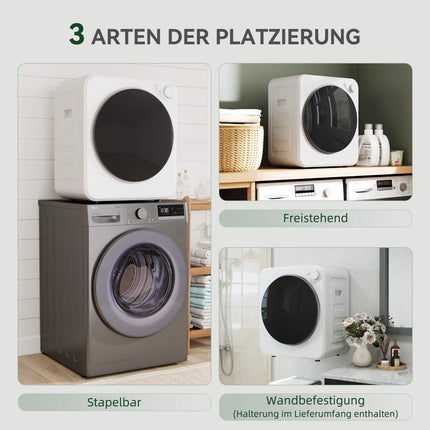 Compact Clothes Dryer, 4kg, 5 Programs, 800W/400W, White