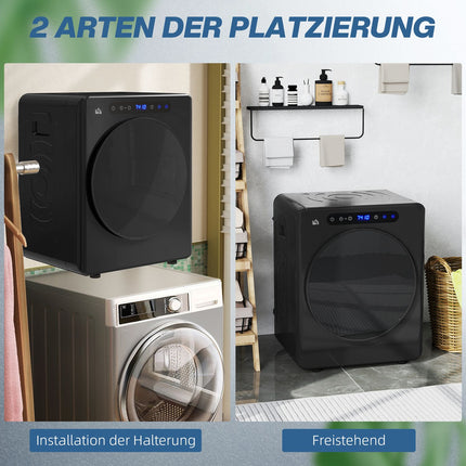 Compact Clothes Dryer, 4kg Capacity, 6 Programs, Black