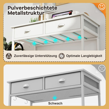 Compact Computer Desk with 2 Fabric Drawers & Hooks