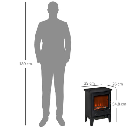 Compact Electric Fireplace Heater, 900W/1800W, Black