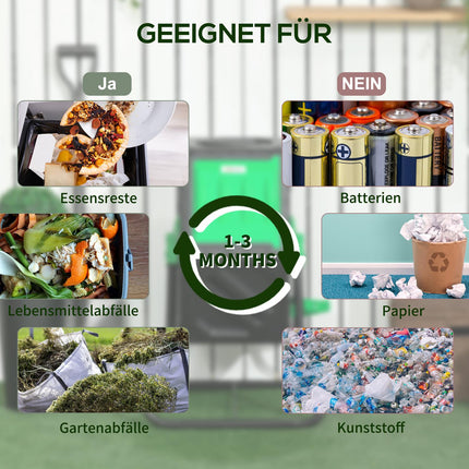 Rotating 65L plastic composter - weatherproof with ventilation