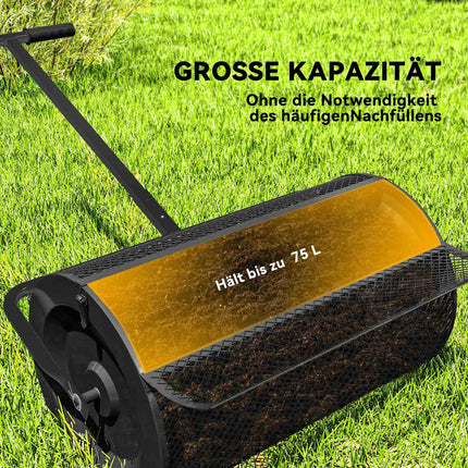 Compost spreader 300L with T-handle for lawn
