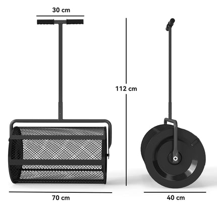 Compost spreader 300L with T-handle for lawn