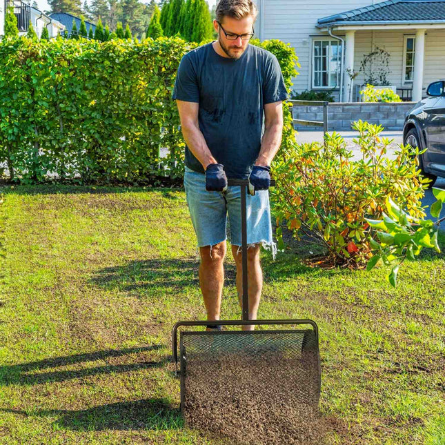 Compost spreader 300L with T-handle for lawn