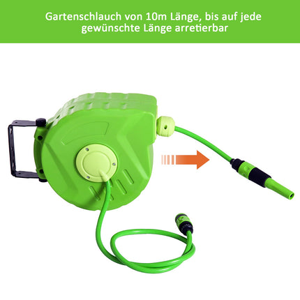 Automatic air hose reel, 11M, 180° rotatable, green