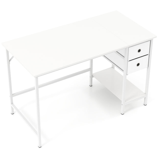 Computer Desk With 2 Drawers, Shelf, Hook, 120x60 cm, White