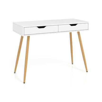 Computer Desk with 2 Drawers, 108 x 48 cm Writing Study Desk, White