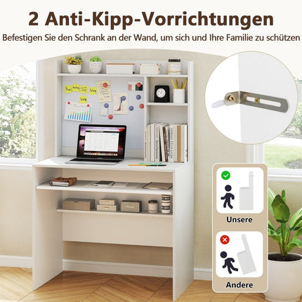 Computer Desk with Magnetic Pinboard Home Office Desk Modern PC Table White