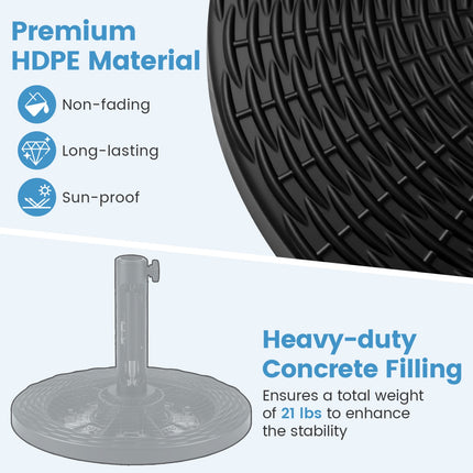Concrete Patio Umbrella Base, Rattan Pattern, 21 lbs, Black