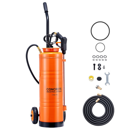 Concrete Sprayer, 17L 304 Stainless, Cart, 1.2–3m Hose