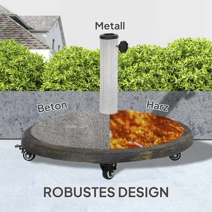 Concrete Umbrella Stand with Wheels, Fits 32/38/48mm Poles