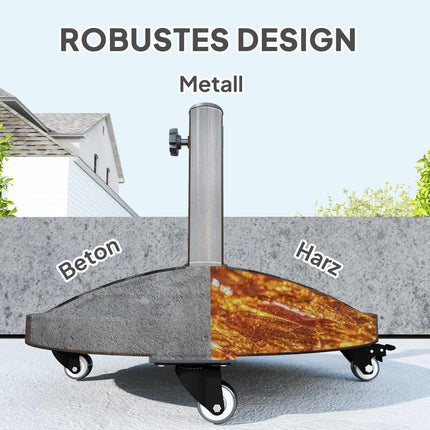 Concrete Umbrella Stand with Wheels, Fits 32-48mm Poles